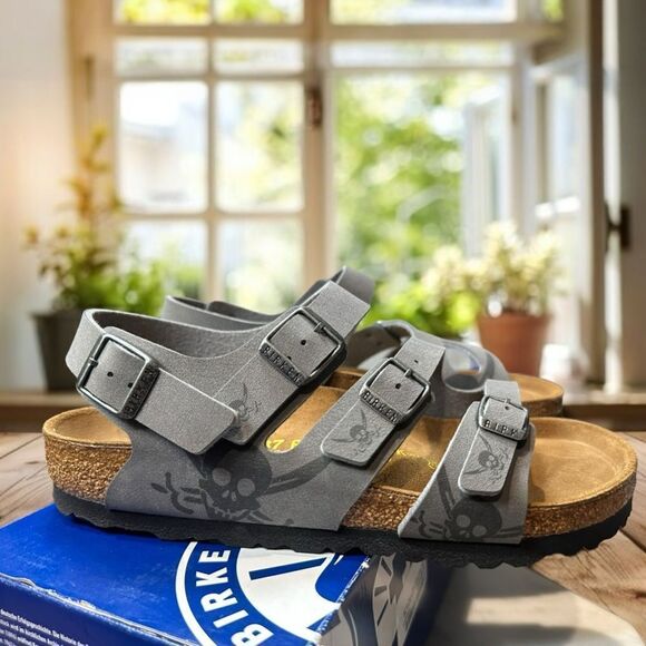🆕🔥 NWT KIDS BIRKENSTOCK SANDALS Dark Skull Gray Regular Fit Size 37 US 4 - Picture 15 of 16